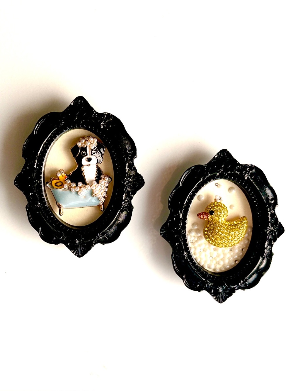 Bubble Bath Buddies / Mini Framed Magnet Set with Easels / Puppy & Duck - Picture 5 of 5